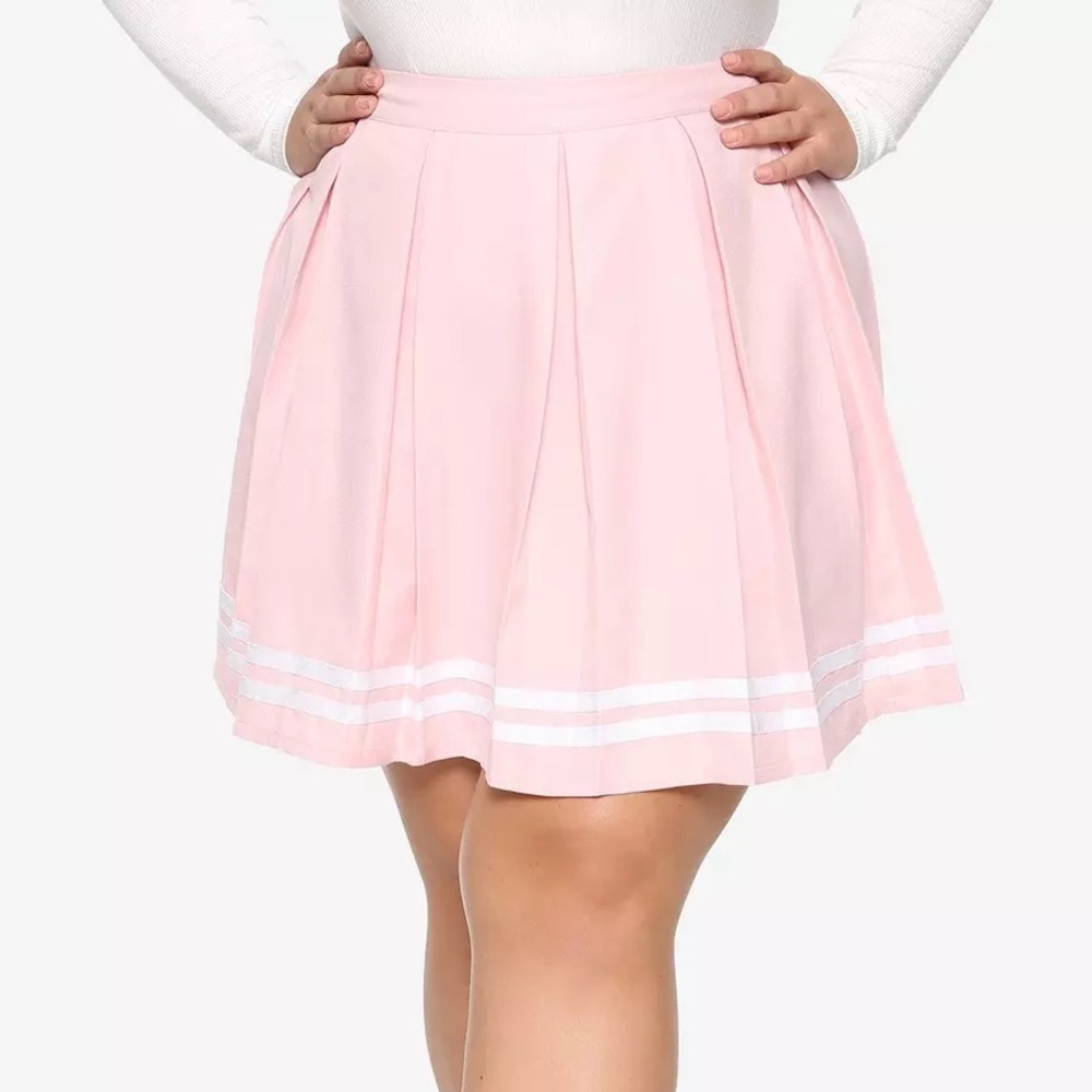 Hot Topic pink skirt with white stripes